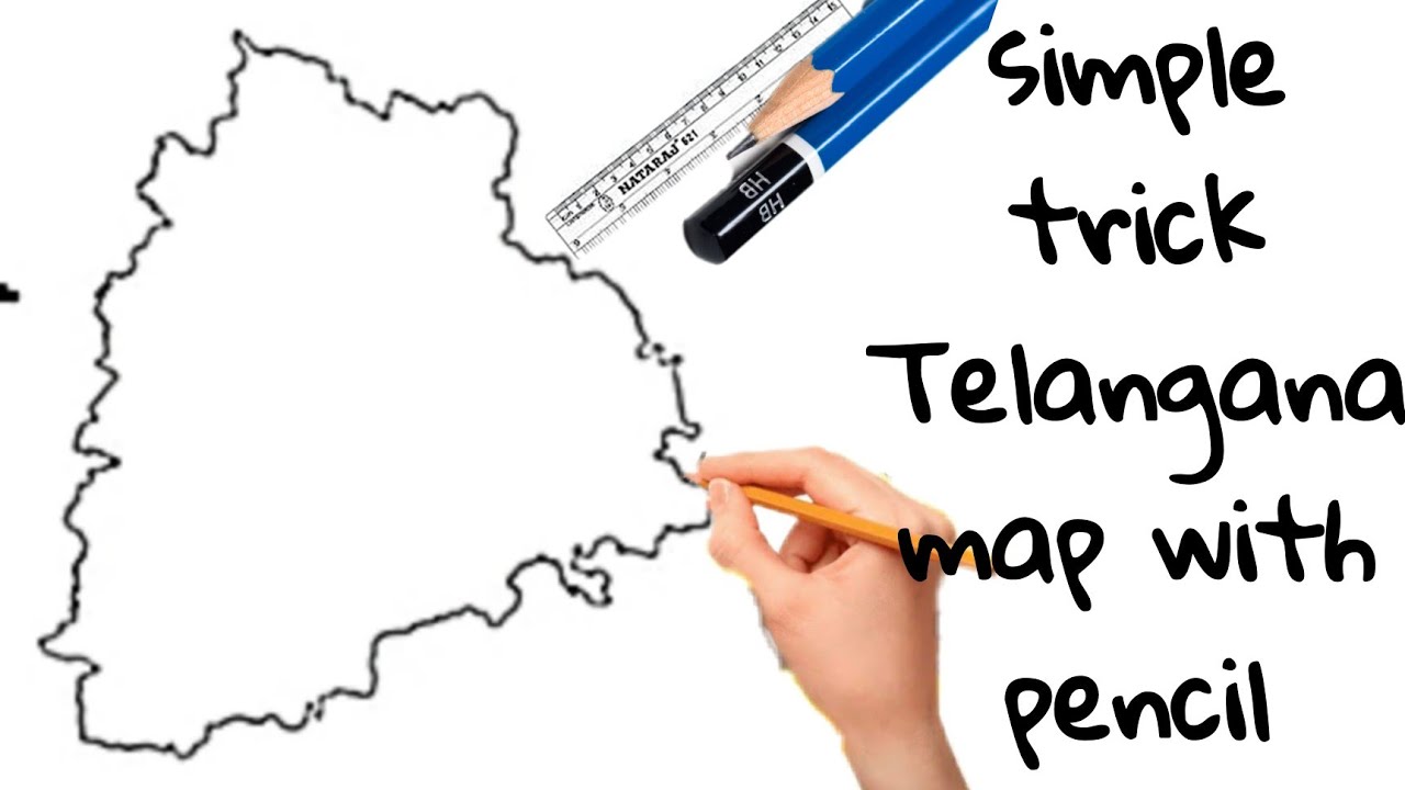 Telangana Map Making Step By Step Drawing Of Telangana Map Drawing Easy Trick To Draw Telangana Map