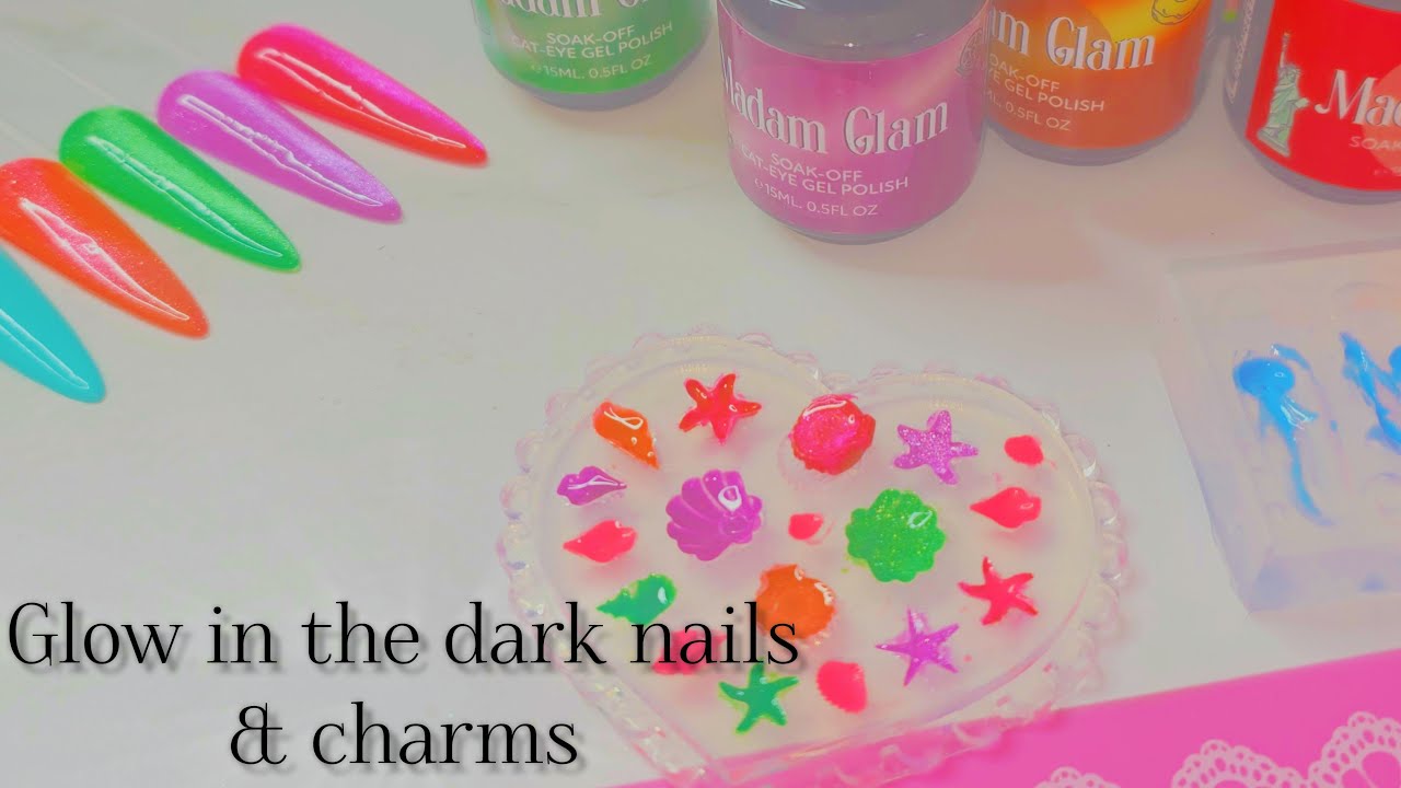 watch me Glow in the dark Mermaid nails & DIY charms ✨️