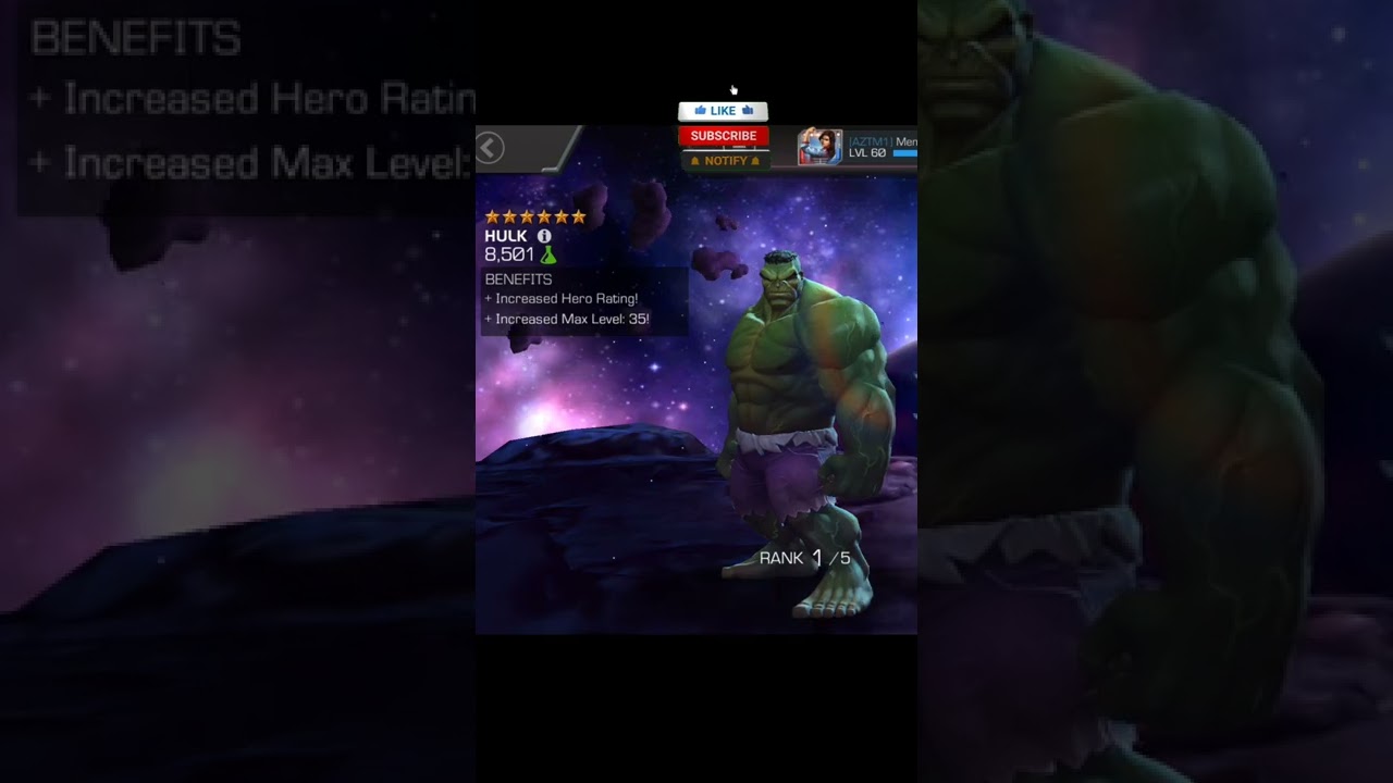 MCOC 6 STAR HULK IMMORTAL RANK UP #mcoc #shorts