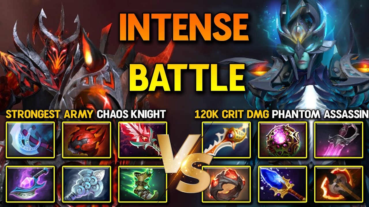 INTENSE CARY BATTLE | Strongest Army Chaos Knight Facing Against 120K Crit DMG Phantom Assassin DotA