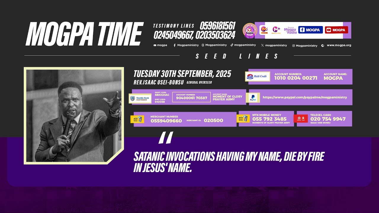 DEFEATING SATANIC INVOCATIONS  || MOGPA TIME WITH REV O B || 30 - 09 - 2025