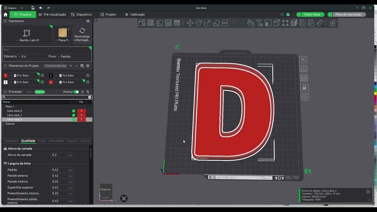 Como Fazer Letra Caixa na Impressão 3D | CorelDRAW + Bambu Studio (PASSO A PASSO)