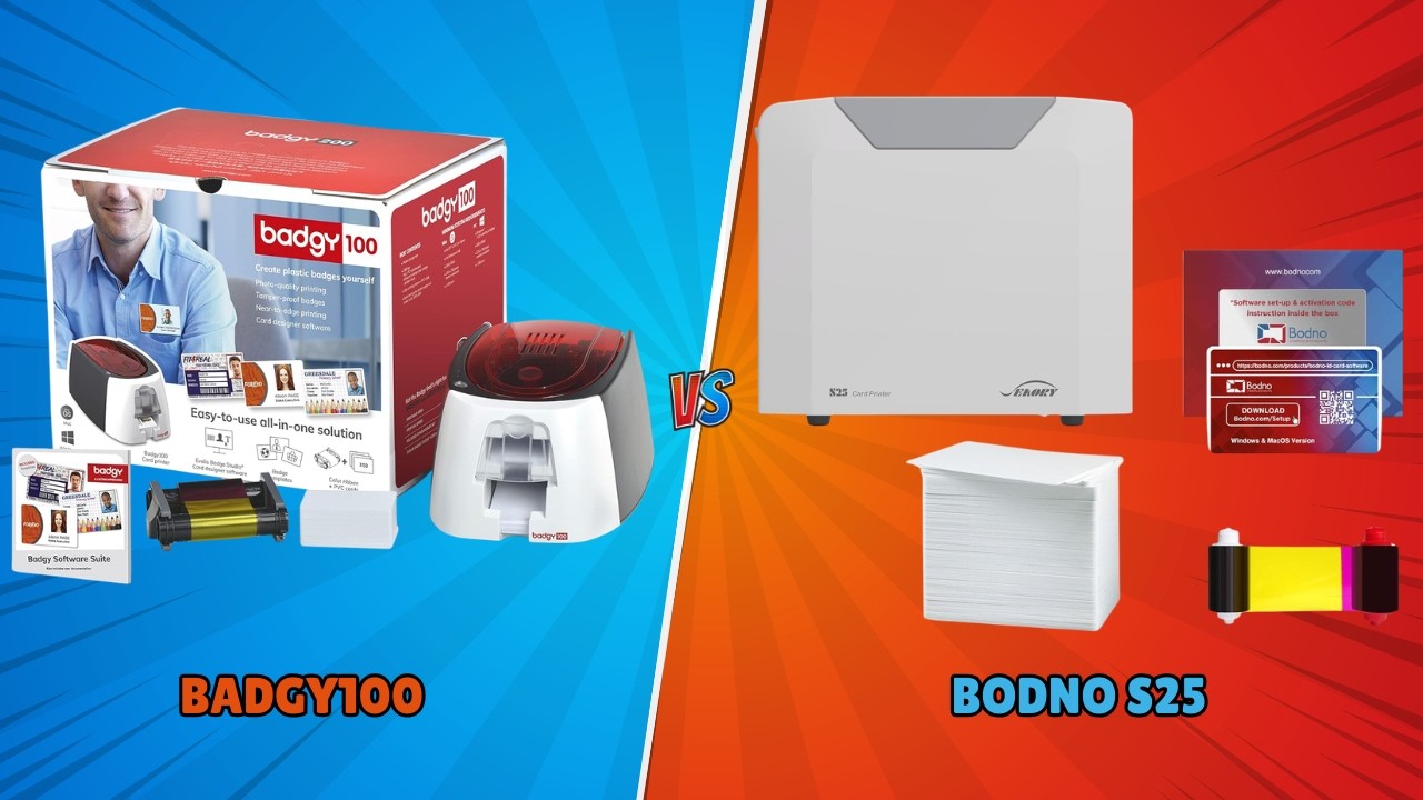 Badgy100 VS Bodno S25 ID Card Printer | Speed, Design & Portability Showdown