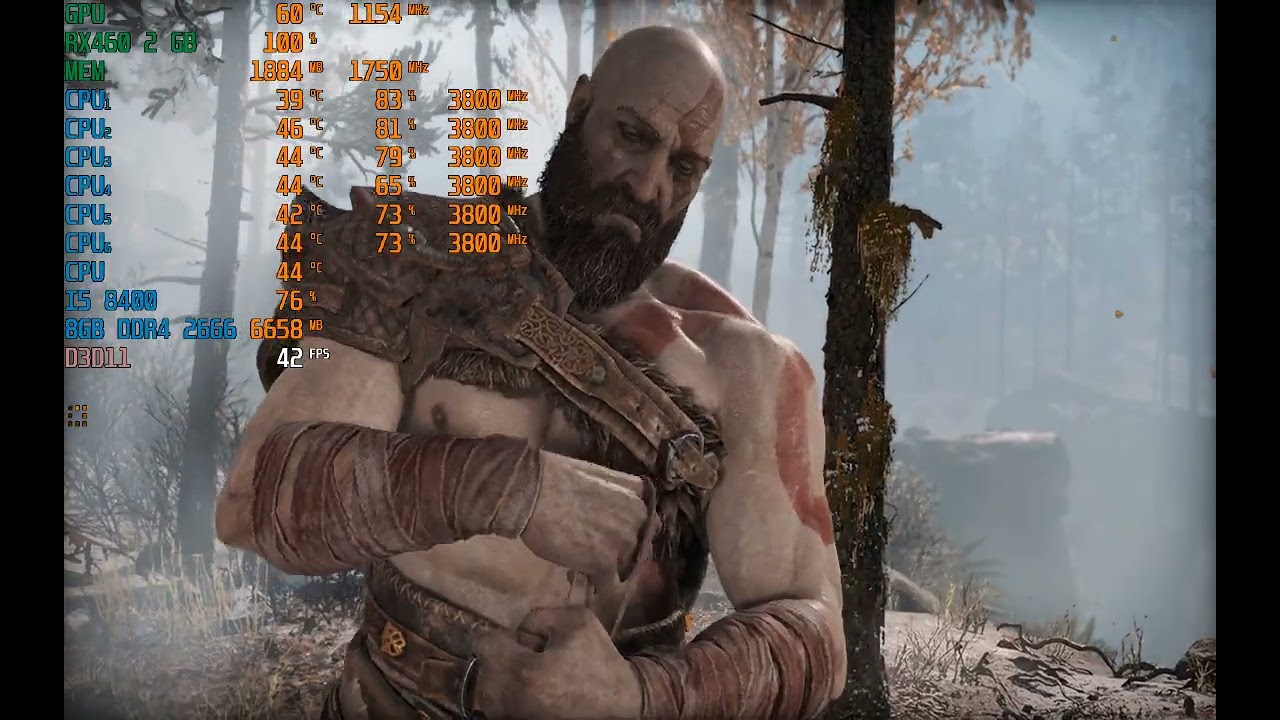 god of war on i5 8400 + amd rx 460 2gb