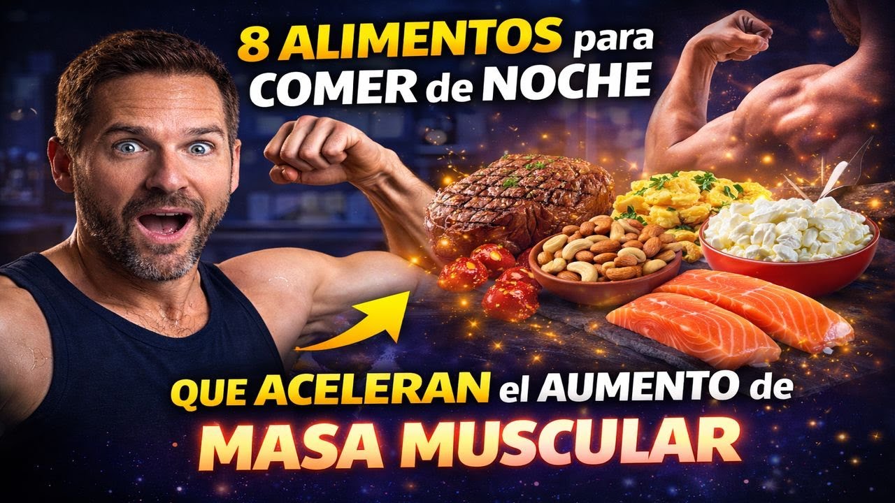 8 ALIMENTOS para COMER de NOCHE QUE ACELERAN el AUMENTO de MASAMUSCULAR