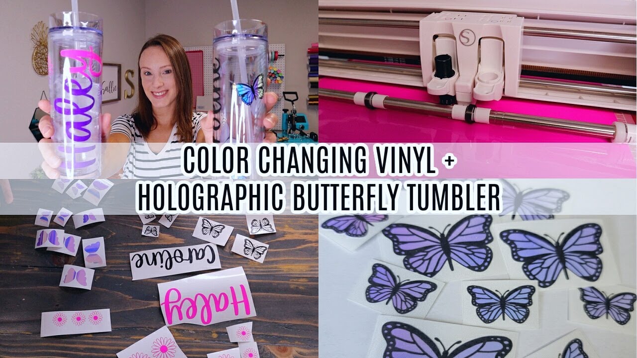 Color Changing Vinyl Tumbler + Butterfly Holographic Tumbler| Craft With Me!