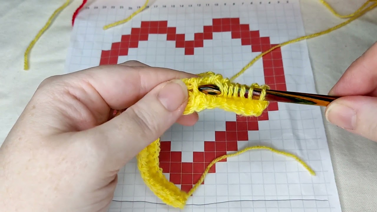 Tunisian simple stitch heart tutorial