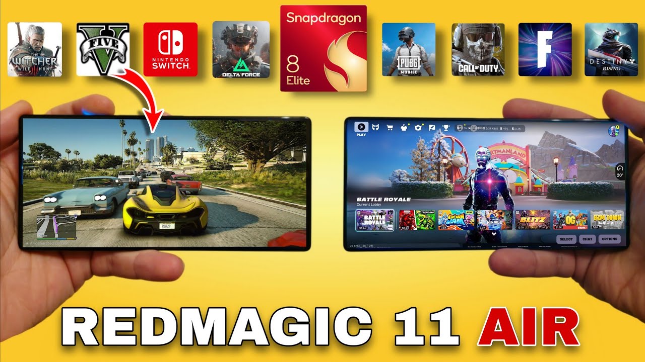 REDMAGIC 11 AIR Gaming Test -  Switch Emulator, Game Hub GTA 5, PUBG, Fortnite,  Delta Force