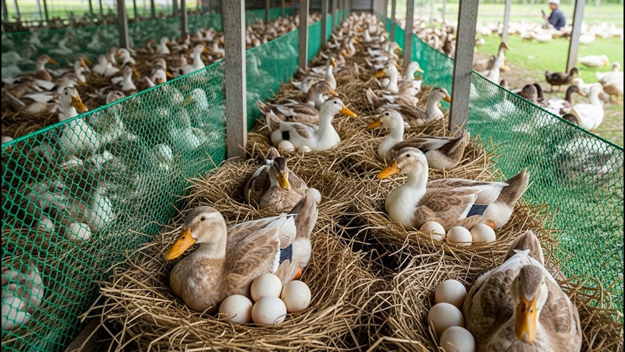 Duck farming - How to raise duck for meat and eggs & business - Harvest poultry eggs
