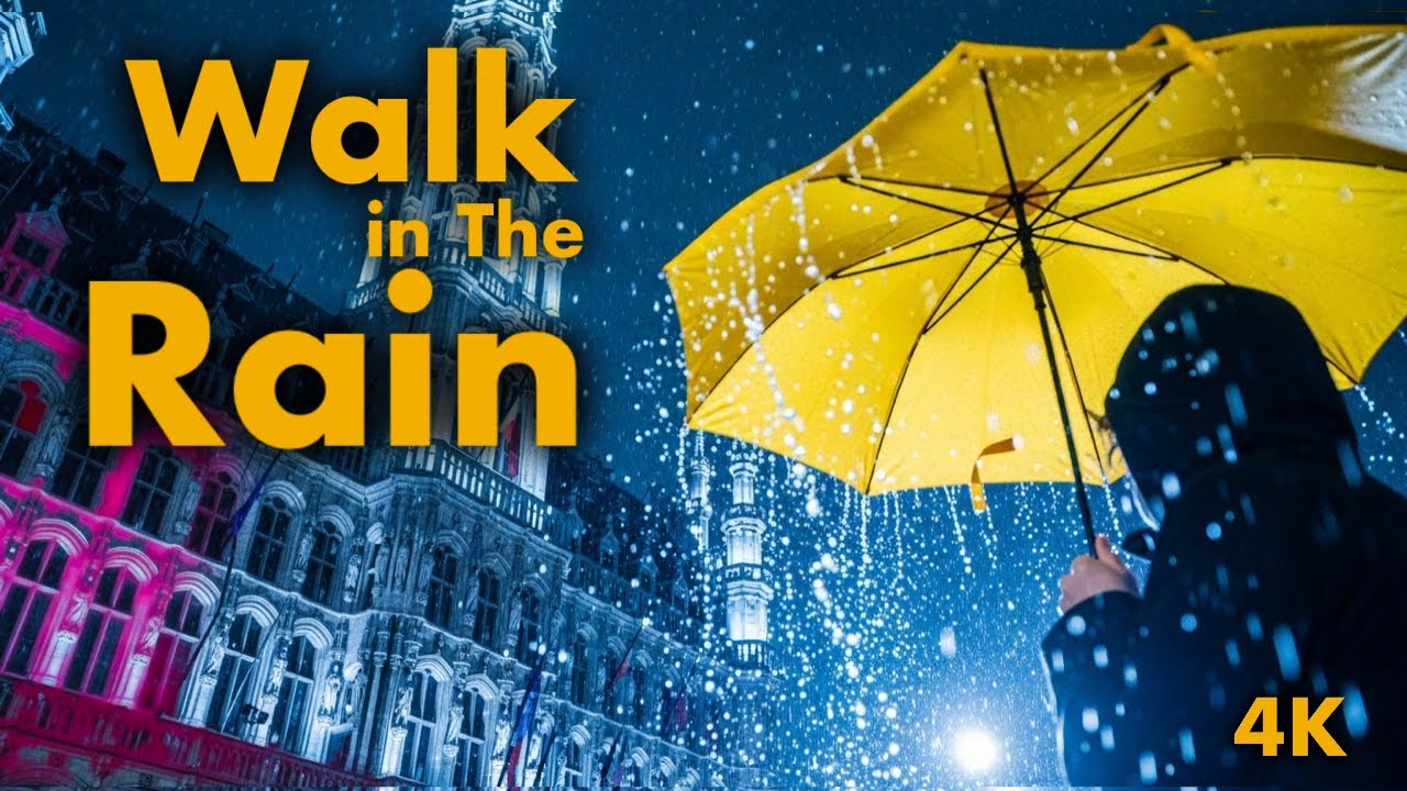 Night Walk in the Rain 🌧️ | Gent Rain Sounds | 4K HDR ASMR