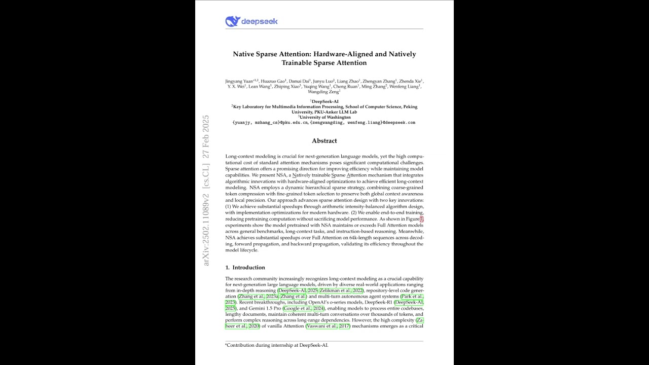 Native Sparse Attention  Hardware Aligned and Natively Trainable Sparse Attention