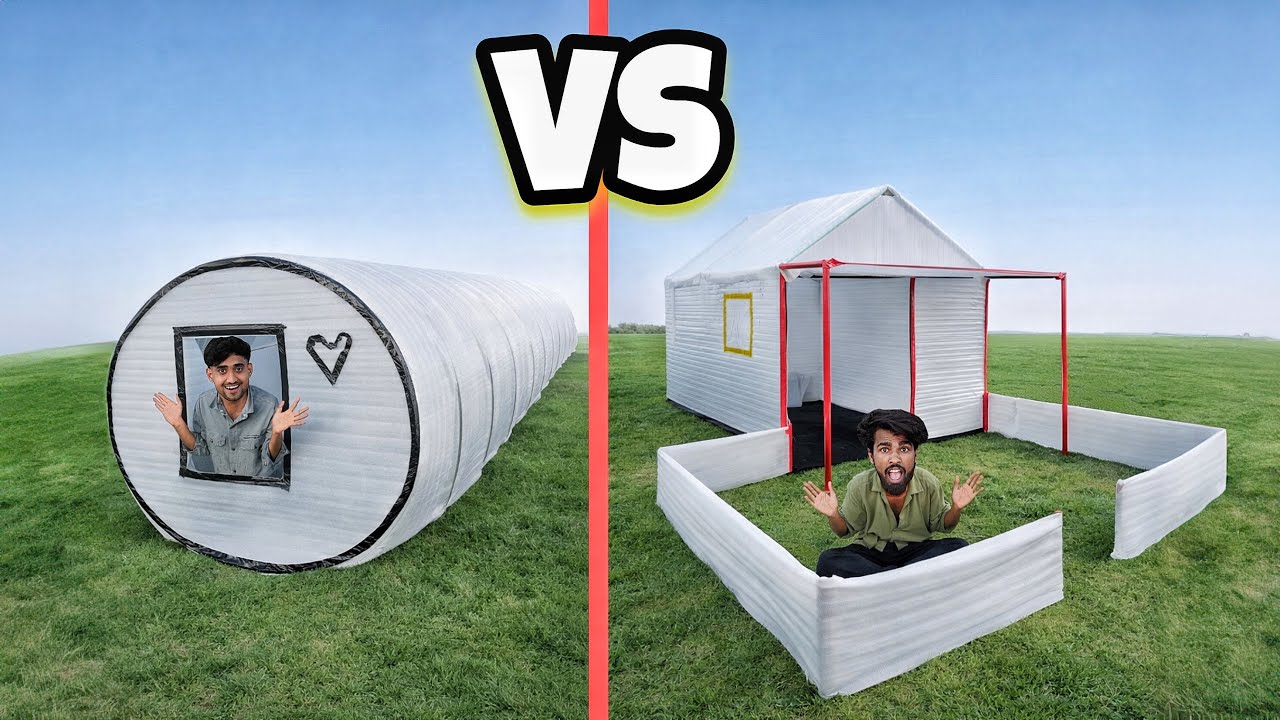 Low Budget vs High Budget FOAM House | Overnight Survival Challenge