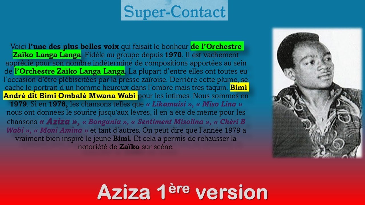 Aziza pts 1&2 Ceci Est L'Une Des Plus Belles Pièces de Bimi Wabi & Orchestre Zaïko Langa Langa