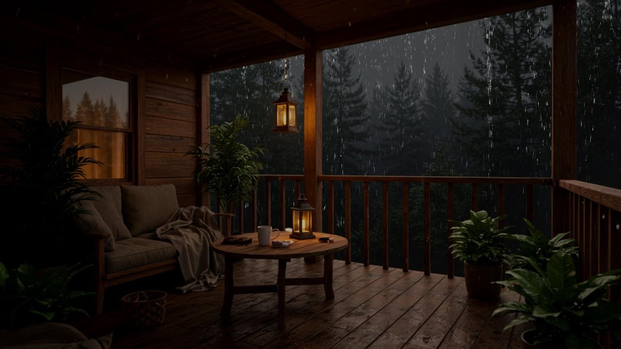 Forest Cabin Rainstorm | Thunder and Rain for Relaxation and Sleep, Rain Sounds for Sleeping