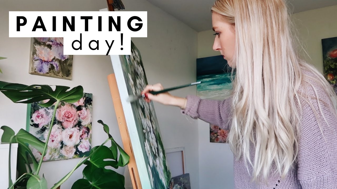 Relaxing Painting Day 🌿 ARTIST VLOG