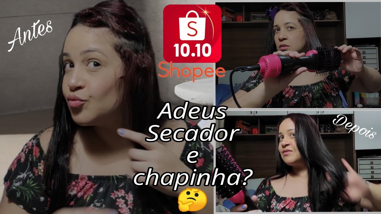 Testei a ESCOVA SECADORA ONE STEP da SHOPEE. by Natty Carla 