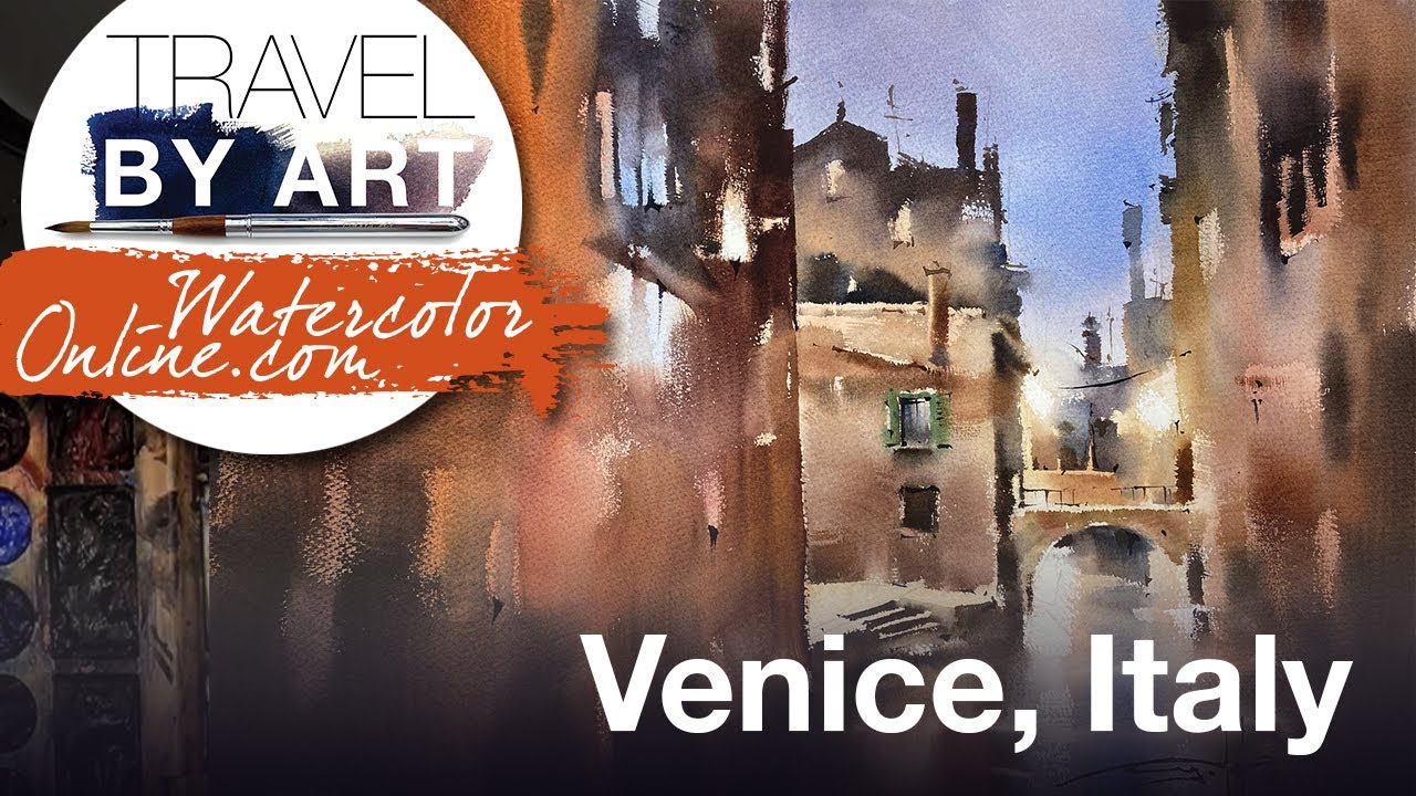#189 Travel by Art, Ep. 61: Night Walk, Venice (Watercolor Cityscape Tutorial)