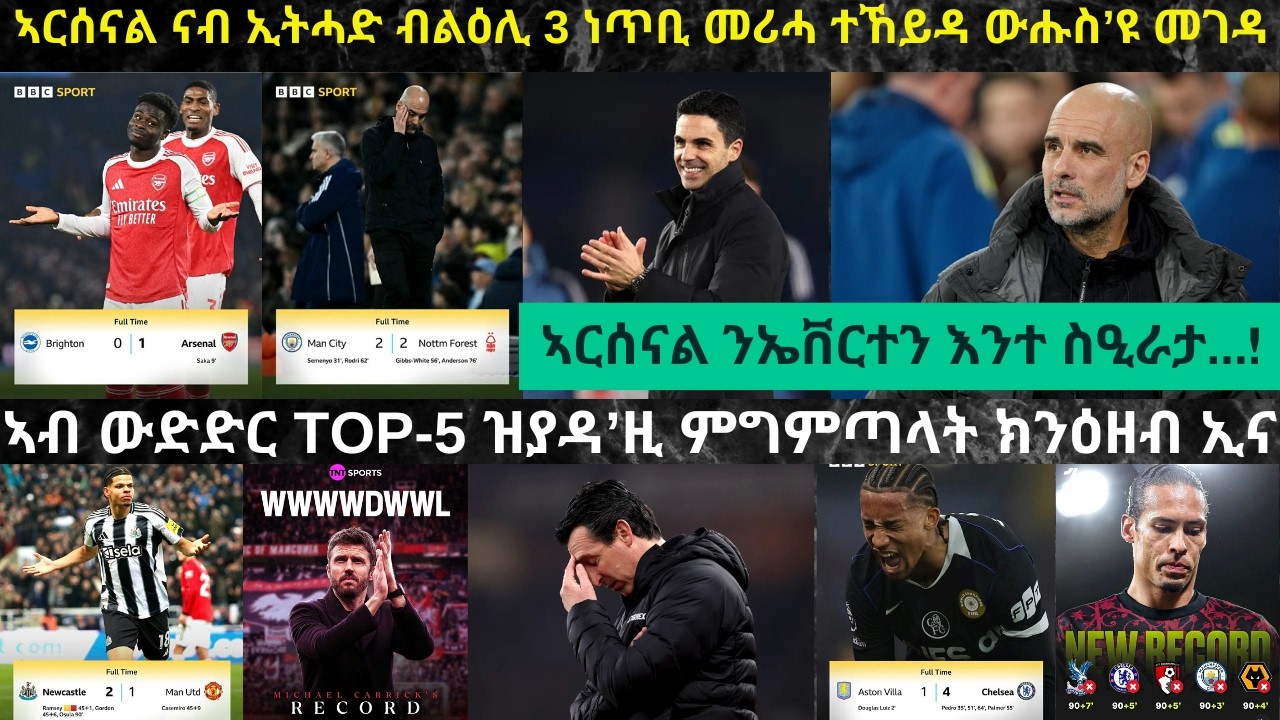 ትንታነ፦ ኣብ ማእከላይ ሰሙን ድሕሪ ዝተራእየ ድራማታት ውድድር ዋንጫን TOP-5ን ዝሓዞ መልክዕ