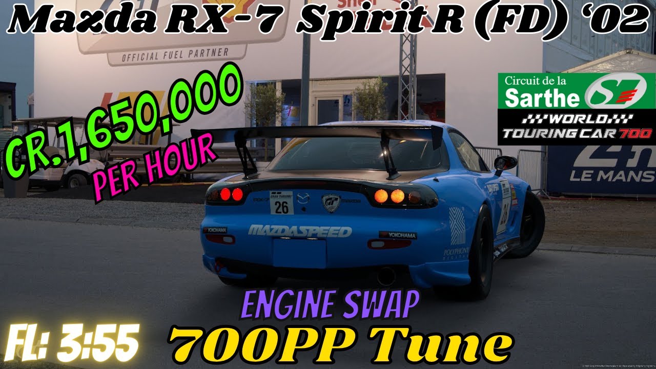 GT7|Engine Swap|Mazda RX-7 Spirit R (FD) '02|La Sarthe 700pp Tune|1.41(Requested)