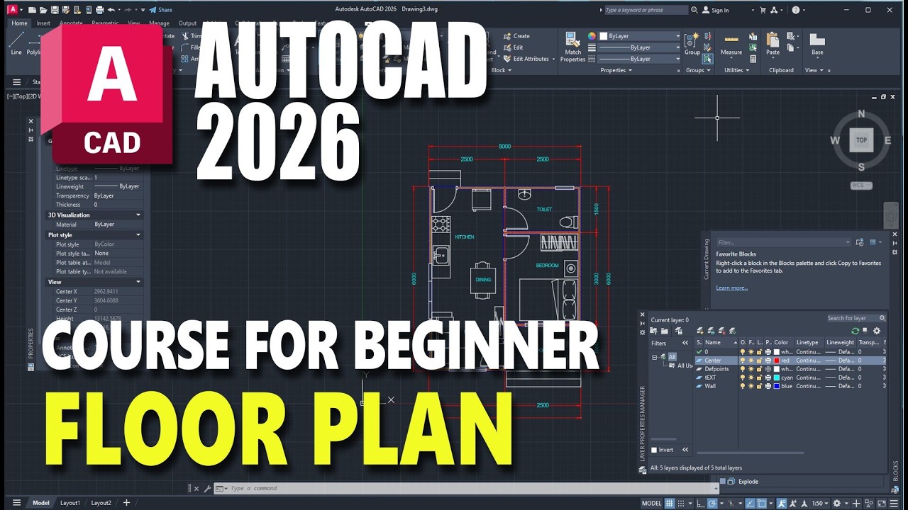 AutoCAD 2026 Floor Plan Basic Course For Beginner Complete