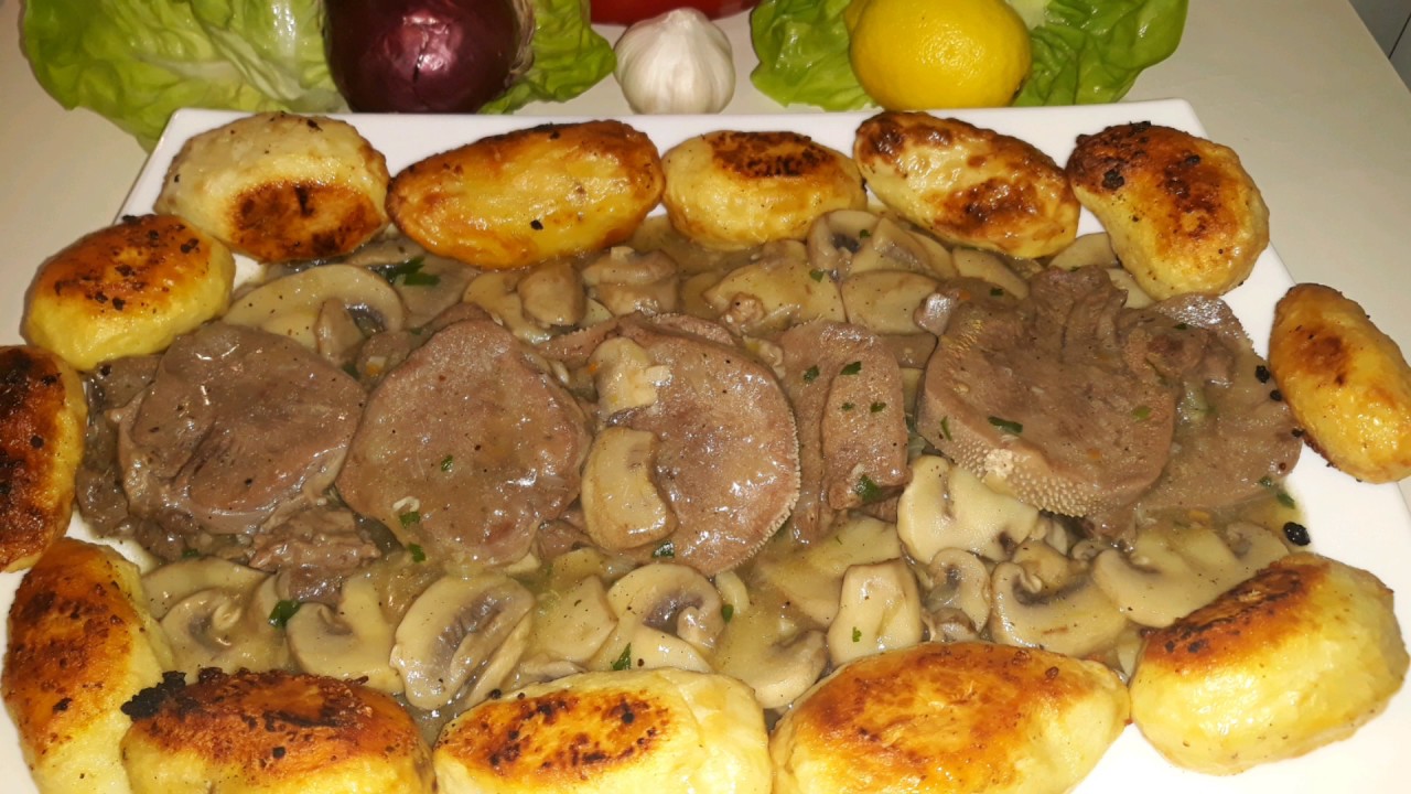 Juneći jezik u umaku od šampinjona