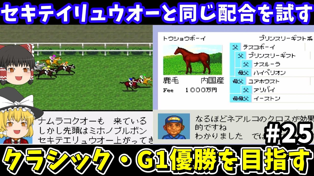 【ダビスタ96】セキテイリュウオーと同じ配合（トウショウボーイ×ラブチャット）を試す！ダービースタリオン96【レトロゲームゆっくり実況】