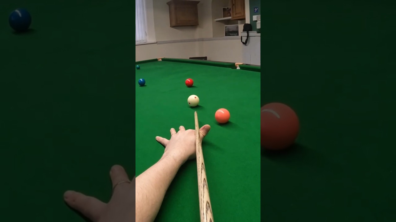 Snooker - GoPro Headcam POV - Long Red With Helping Side Into Green Pocket