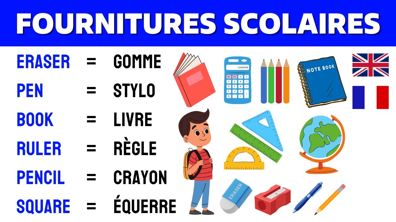 Lesson 6 ✪ Les fournitures scolaires en Anglais 📚 School Supplies in English ✔
