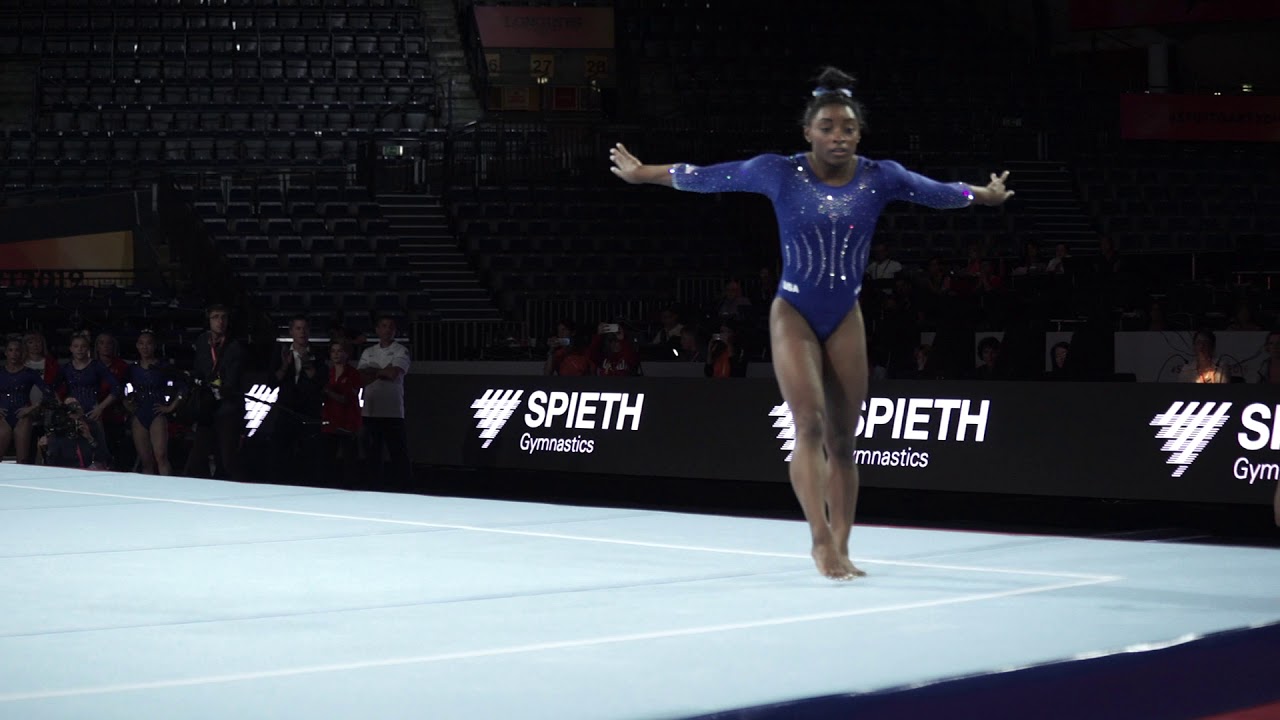 Simone Biles USA FX podium training   2019 World Championships in Stuttgart