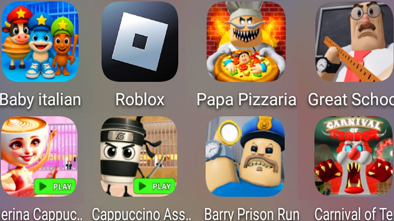 Escape Papa Pizza's Pizzeria,Roblox,Ballerina Cappuccina,BARRY'S PRISON RUN,Carnival Of Terror......