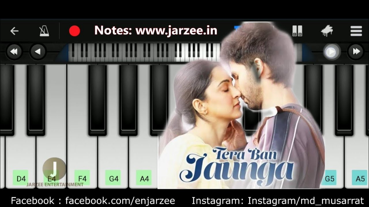 Tera Ban Jaunga (Kabir Singh) Piano Cover | Easy Mobile PerfectPiano Tutorial | Jarzee Entertainment