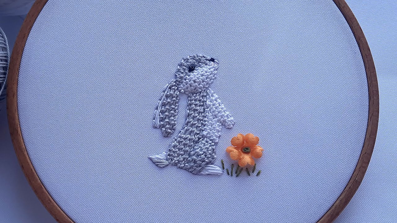 Bunny 3D Hand Embroidery Buttonhole Filling Simple stitches