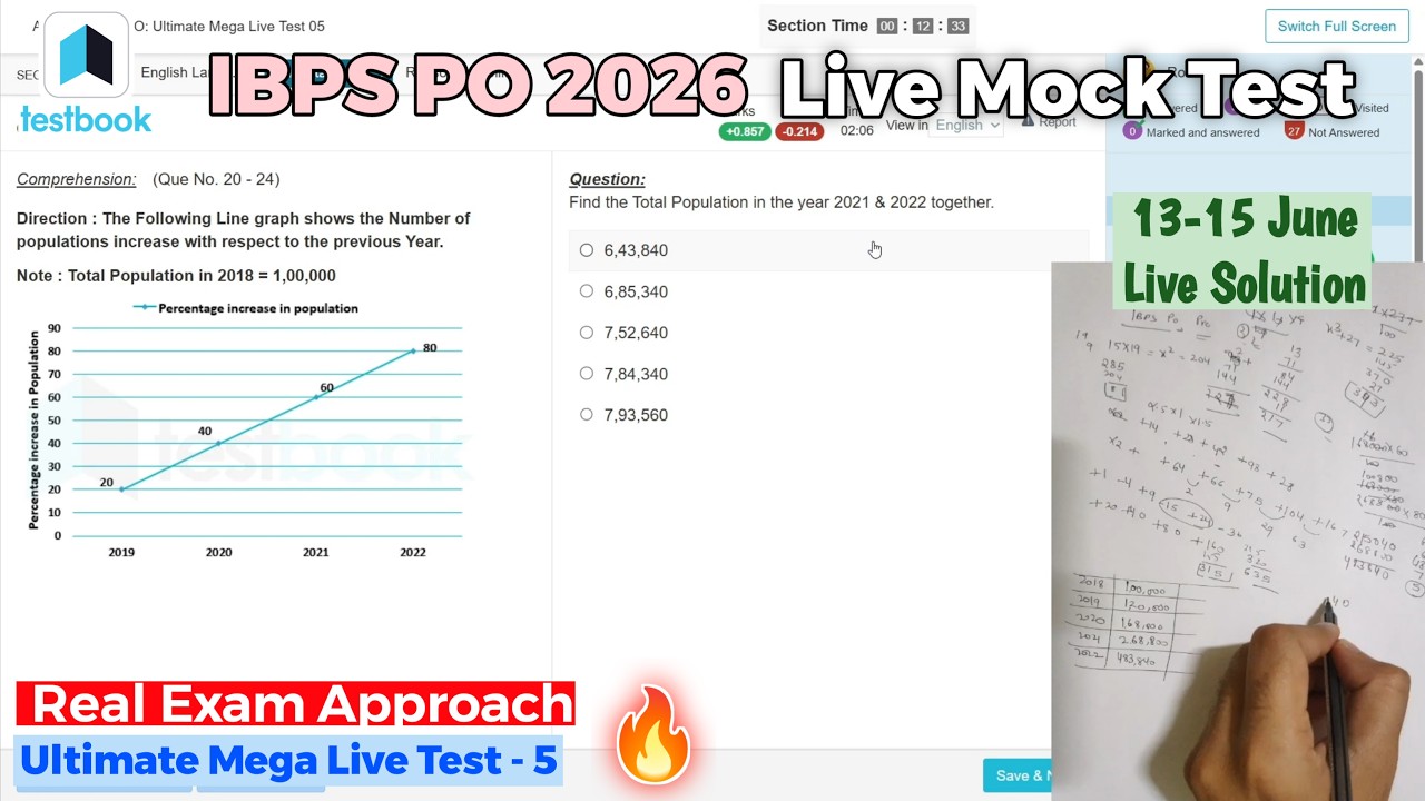 🎯Testbook IBPS PO live mock test📚✍️14 June | Share Score📝👆 | How to Attempt Mock #ibps #ibpspo