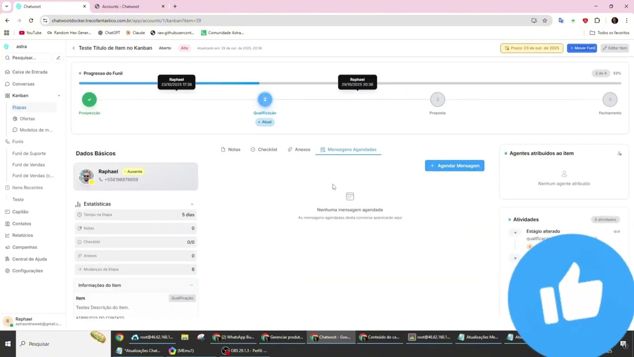 Como fazer funil no Kanban pra chatwoot de graça com IA e automatizar vendas