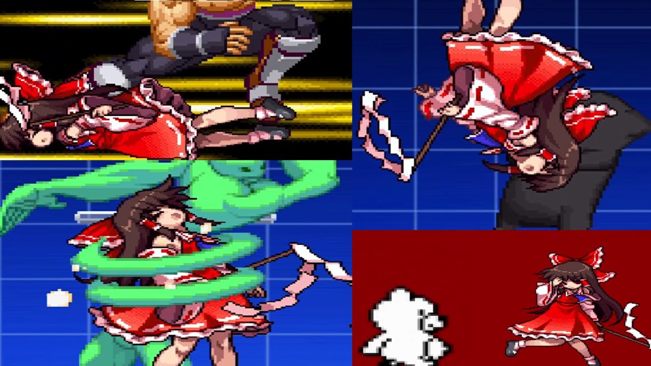 [MUGEN ryona] 博麗の巫女がいろんなキャラにまさかの完全敗北し, 最後はオシオキで人生終了( YouTube用)