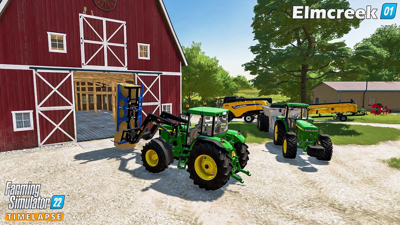 Farming Simulator 22🔸Elmcreek #01🔸Создание НОВОЙ фермы. Сбор пшеницы и овса. Вспашка и известкова...