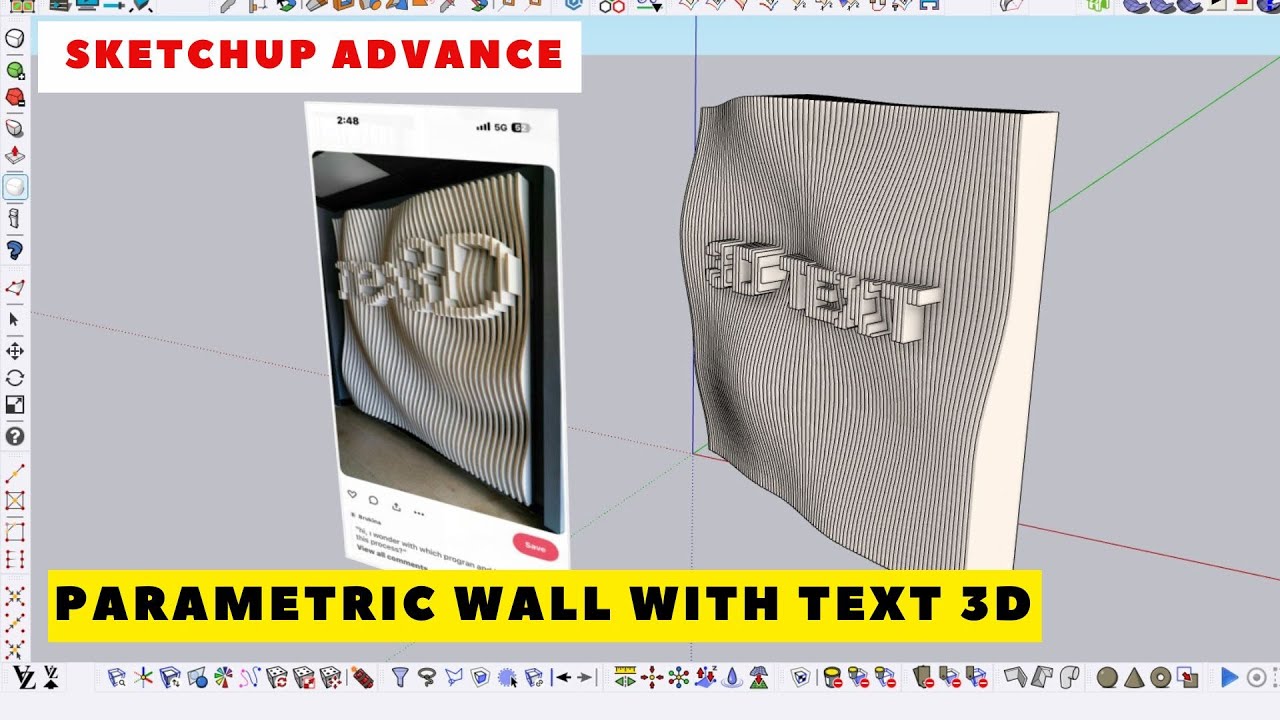 sketchup tutorial / create parametric wall 3d WITH TEXT / interior sketchup tips