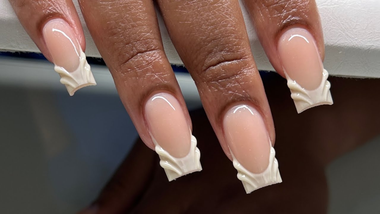 Square 3d Line French Acrylic Nails