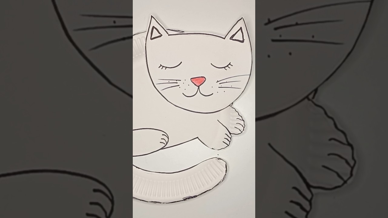 Quick and Easy Kids Craft: Paper Plate Cat. Быстрая и легкая поделка. Котик из бумажных тарелок