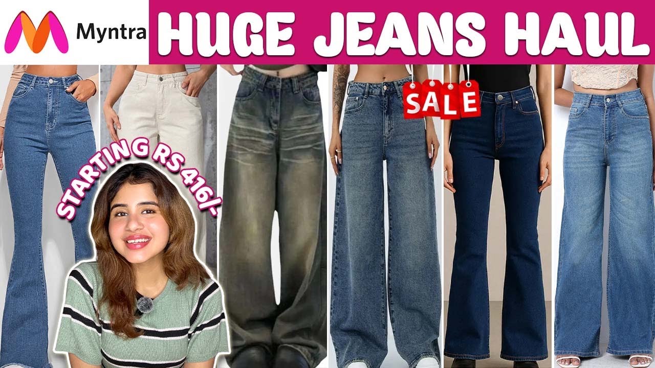 HUGE Myntra Jeans Haul | Starting Rs 416/-😍Must have jeans [Wide leg,Boot Cut,Baggy,High waist Jeans