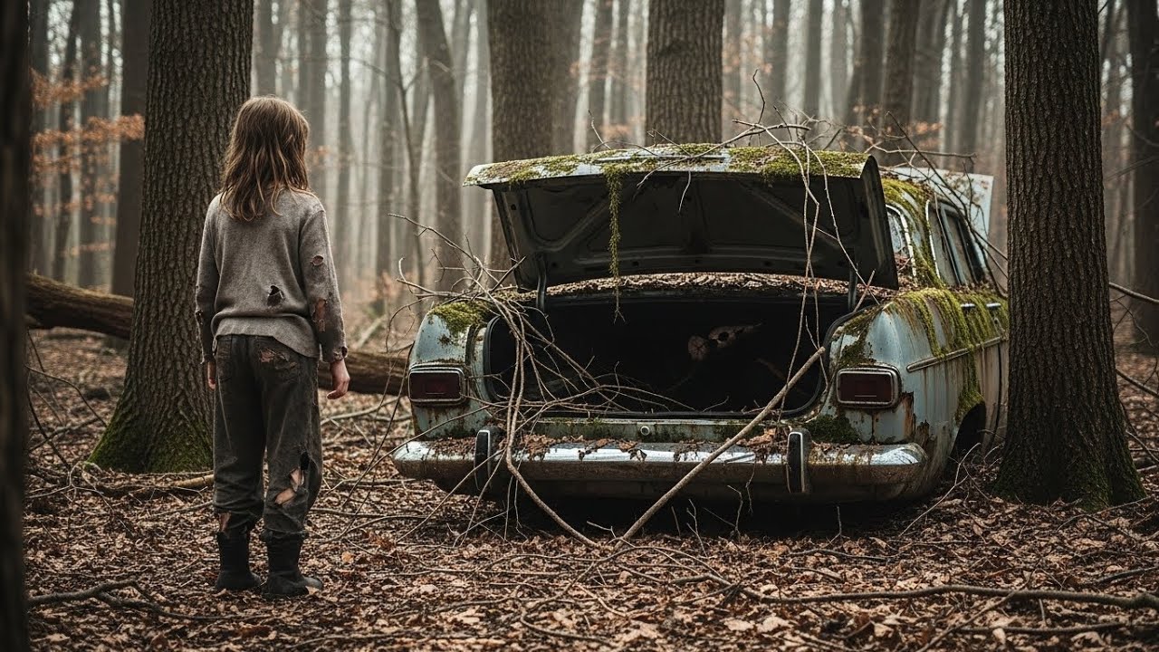 Menina Órfã Se Escondeu em um Carro Abandonado na Floresta… Mas o Porta-Malas Guardava Algo Cruel