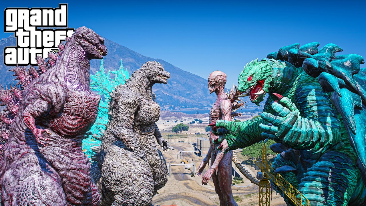 Shin Godzilla, Godzilla Minus One vs Gamera, Shin Godzilla Full Form - The First Battle ( GTA V Mod)