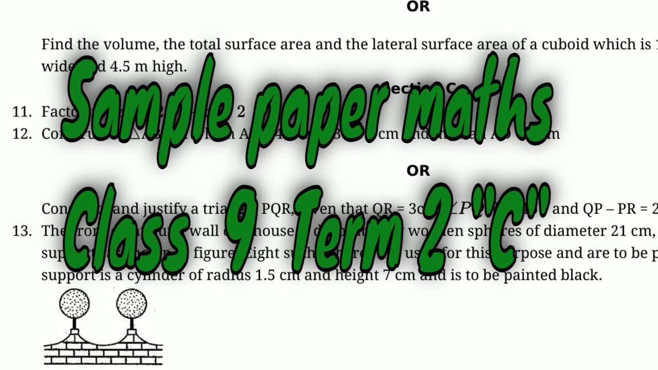 sample question paper for class 9 cbse maths term 2 exam 2022 