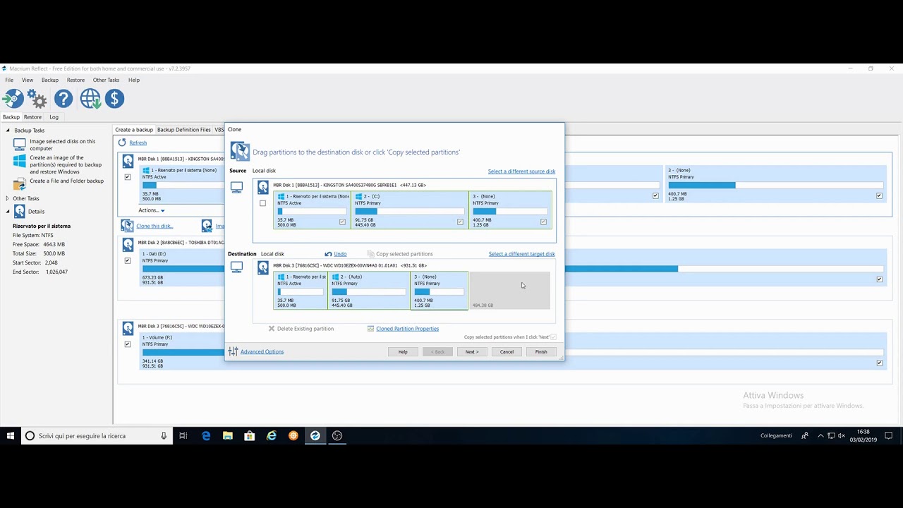Clonare hard disk e sistema operativo con Macrium Reflect