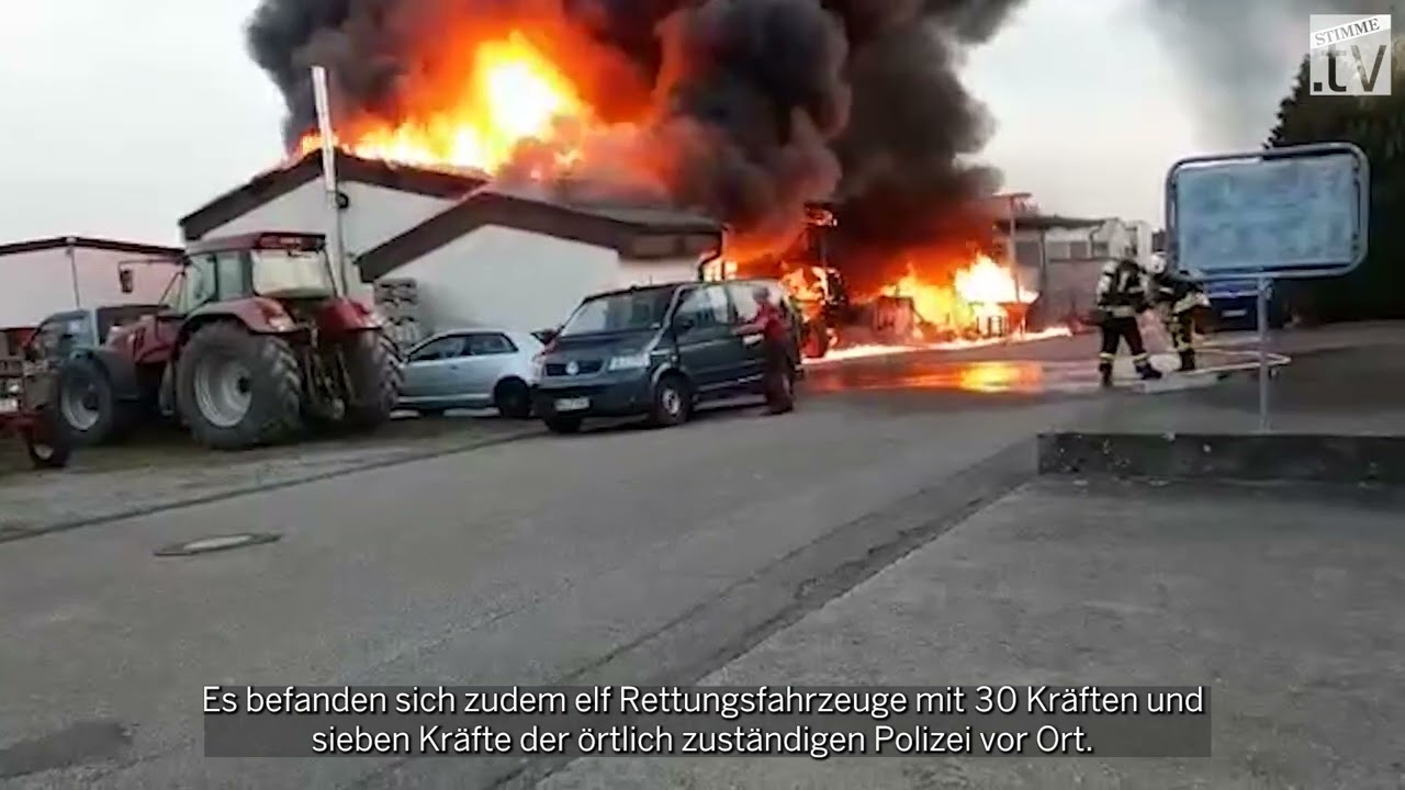 Gewerbehalle in Oedheim in Vollbrand  - 500.000 Euro Schaden