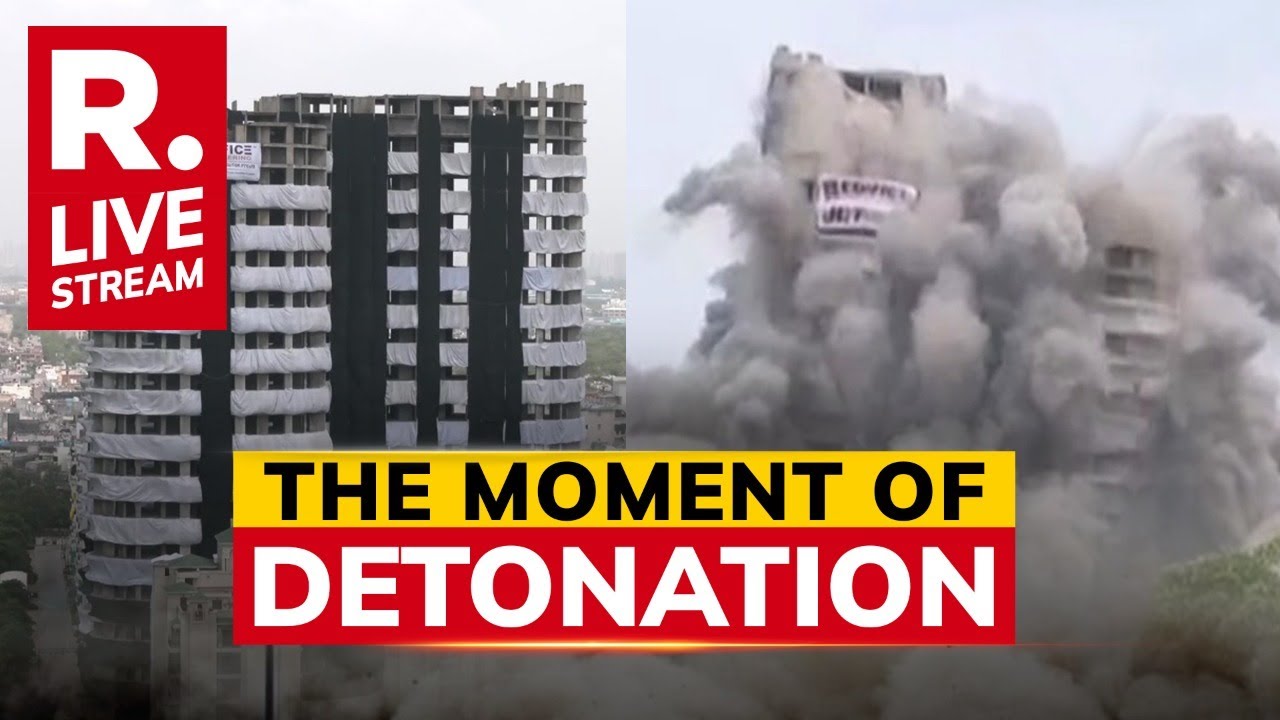 LIVE: Noida Twin Tower Demolition | Watch How The 100m Buildings Were Demolished In 9 Seconds