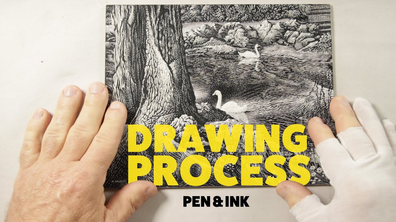 Process of Pen and Ink Drawing on Scratchboard of Lafayette Park, St. Louis, MO