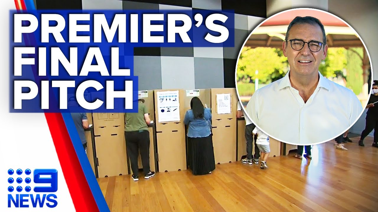 SA Premier Steven Marshall makes his final pitch as polls close on 2022 election | 9 News Australia