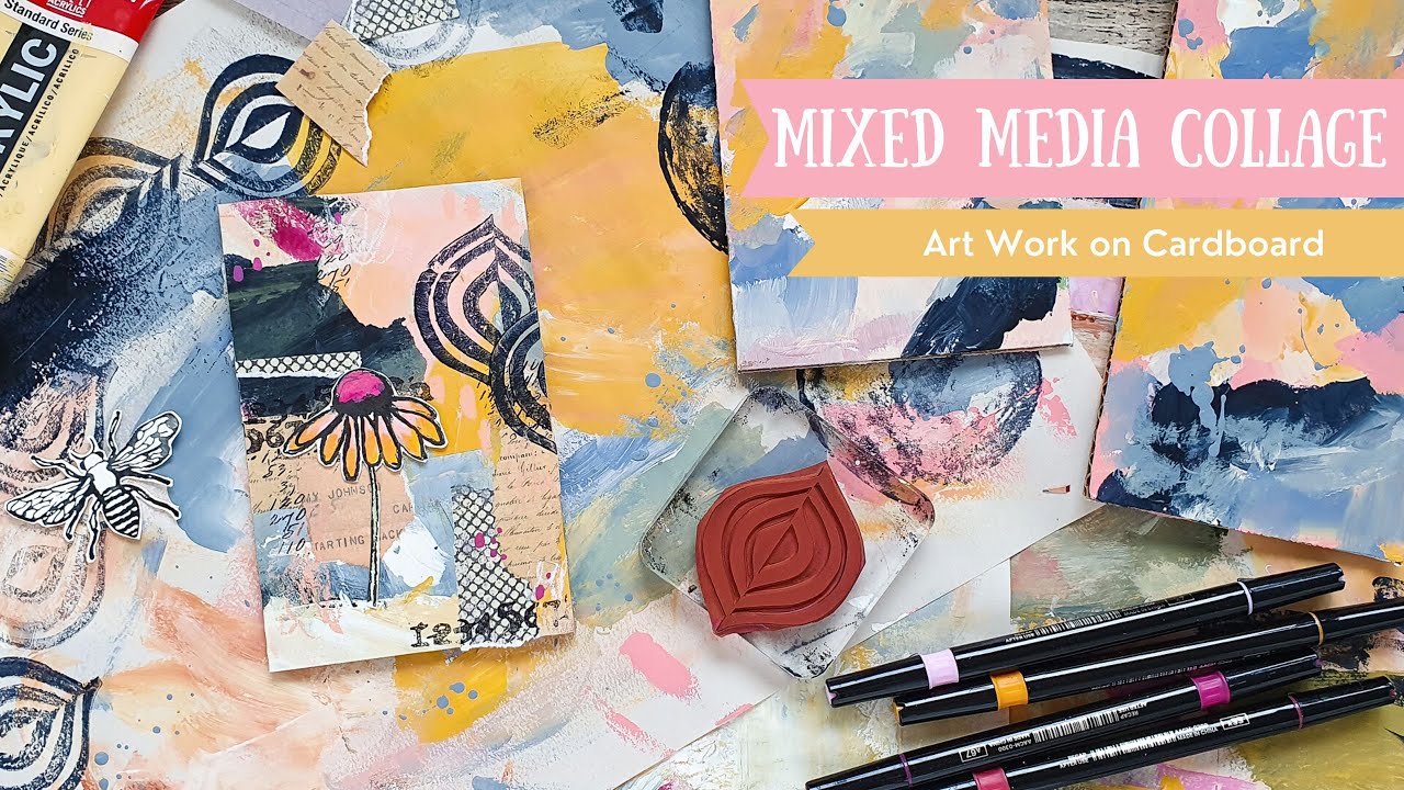 Mixed Media Collage Tutorial on a Cardboard Base