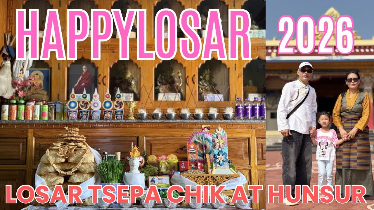 Losar Tsepa Chik at Hunsur Rabgayling 🎉 | Family Visit to Monastery.#tibetanvlogger 